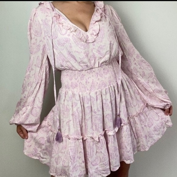 NEW House Of Harlow 1960 Lilac 100% Rayon Gauze Tiered Flowy Summer Dress Sz XS - Picture 12 of 12